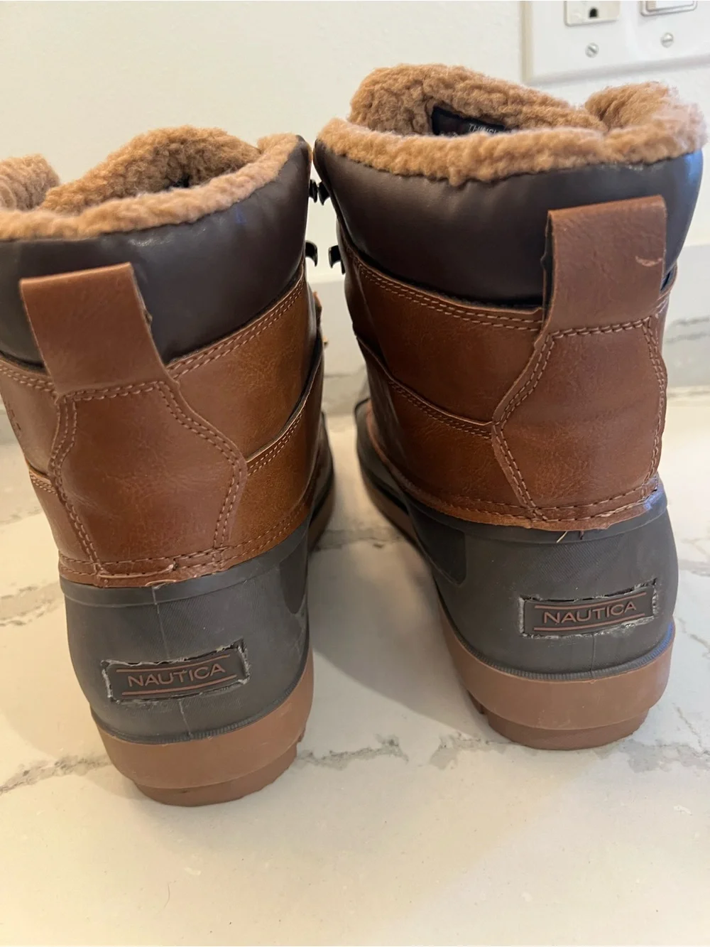 Nautica Brown Waterproof Duck Boots with Faux Shearling Men’s Size 10